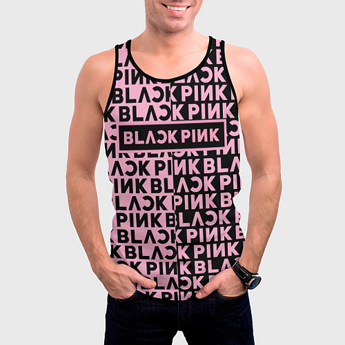 Мужская майка без рукавов Blackpink - pink text / 3D-Черный – фото 3