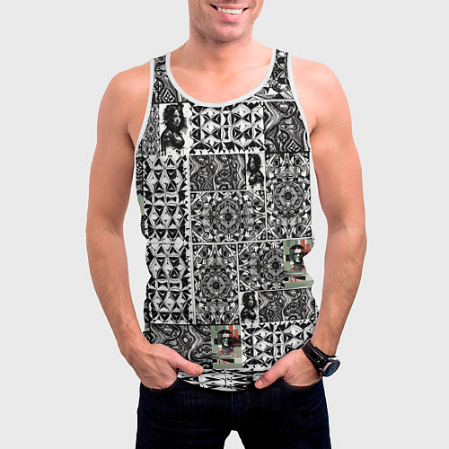 Мужская майка без рукавов Орнамент древних цивилизаций / 3D-Белый – фото 3