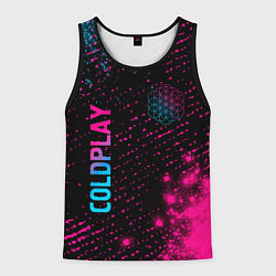 Майка-безрукавка мужская Coldplay - neon gradient: надпись, символ, цвет: 3D-черный