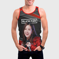 Майка-безрукавка мужская Rose Blackpink black red, цвет: 3D-красный — фото 2