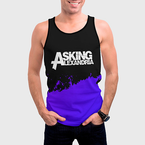 Мужская майка без рукавов Asking Alexandria purple grunge / 3D-Черный – фото 3