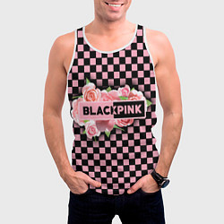 Майка-безрукавка мужская Blackpink logo roses, цвет: 3D-белый — фото 2