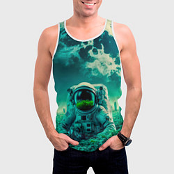 Майка-безрукавка мужская Астронавт на зеленой планете, цвет: 3D-белый — фото 2