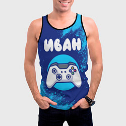 Майка-безрукавка мужская Иван геймер, цвет: 3D-черный — фото 2
