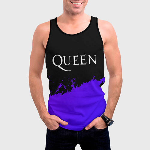 Мужская майка без рукавов Queen purple grunge / 3D-Черный – фото 3