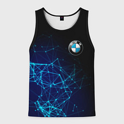 Майка-безрукавка мужская BMW - логотип с геометрическим фоном, цвет: 3D-черный