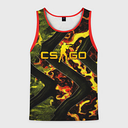 Майка-безрукавка мужская CS GO green and fire, цвет: 3D-красный
