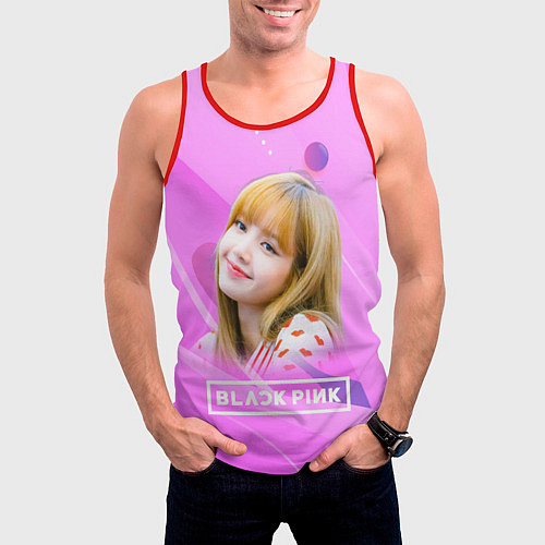 Мужская майка без рукавов Blackpink Lisa pink / 3D-Красный – фото 3