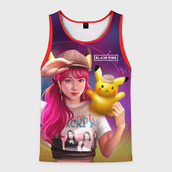 Майка-безрукавка мужская Jisoo and Pikachu, цвет: 3D-красный