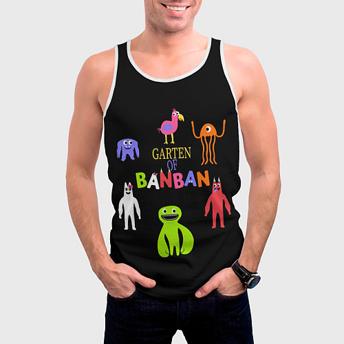 Мужская майка без рукавов Детский сад Банбана персонажи / 3D-Белый – фото 3
