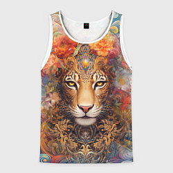 Майка-безрукавка мужская Леопард в тропиках, цвет: 3D-белый