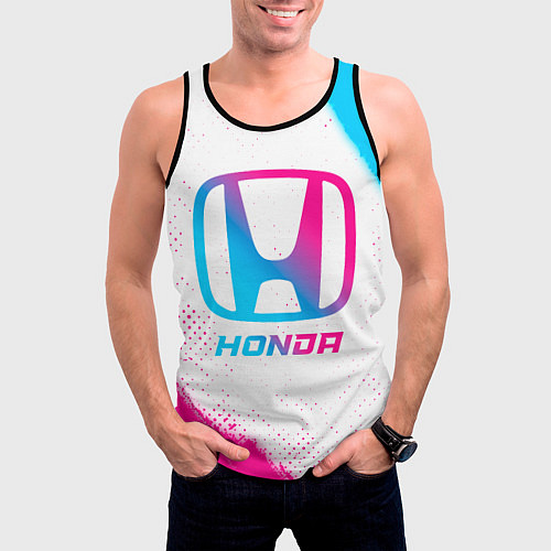 Мужская майка без рукавов Honda neon gradient style / 3D-Черный – фото 3