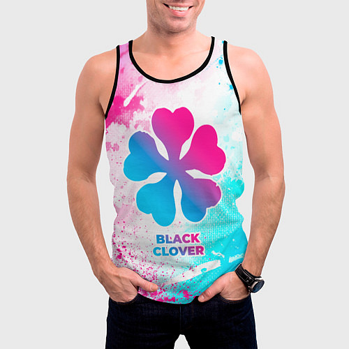 Мужская майка без рукавов Black Clover neon gradient style / 3D-Черный – фото 3