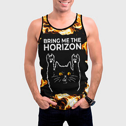 Майка-безрукавка мужская Bring Me the Horizon рок кот и огонь, цвет: 3D-черный — фото 2
