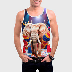 Майка-безрукавка мужская Слон с цирке, цвет: 3D-белый — фото 2