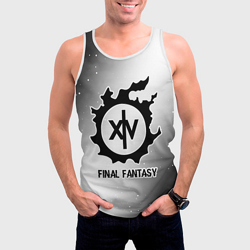 Мужская майка без рукавов Final Fantasy glitch на светлом фоне / 3D-Белый – фото 3