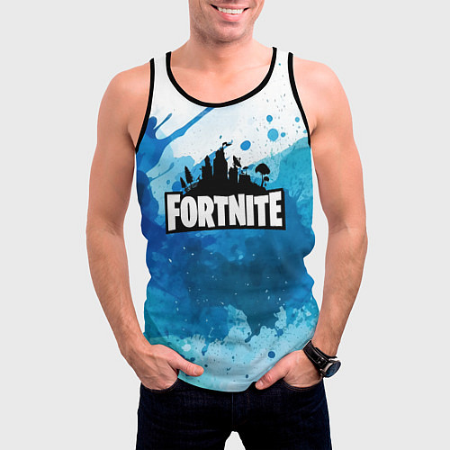 Мужская майка без рукавов Fortnite Logo Paint / 3D-Черный – фото 3