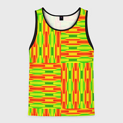 Майка-безрукавка мужская Паттерн зеленый с оранжевым, цвет: 3D-черный
