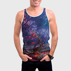 Майка-безрукавка мужская Магический лес при луне, цвет: 3D-белый — фото 2
