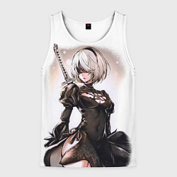 Майка-безрукавка мужская Nier: Automata - 2B TechnoBlade, цвет: 3D-белый