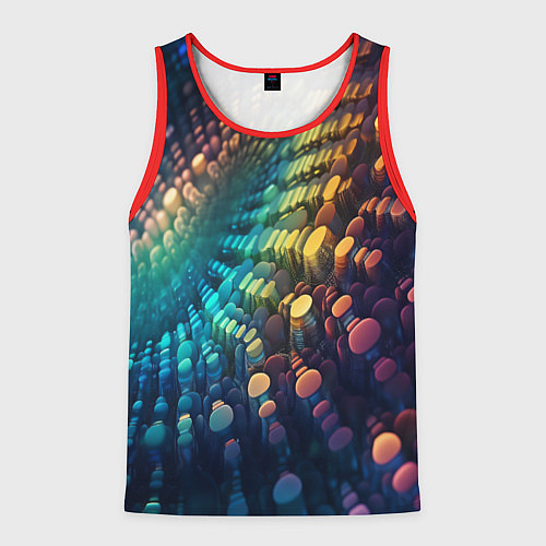 Мужская майка без рукавов Радужные блики нейроарт / 3D-Красный – фото 1