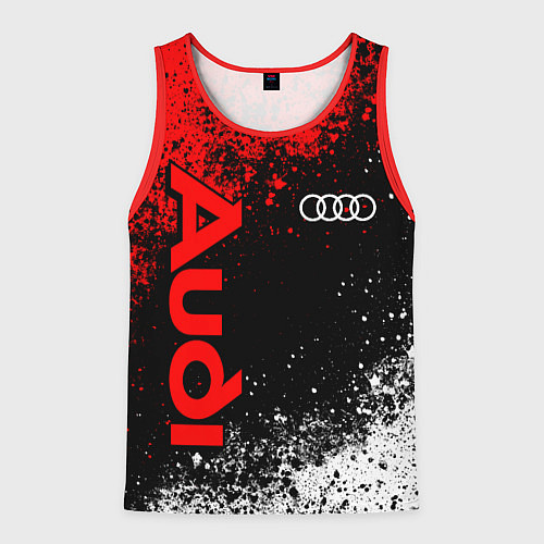 Мужская майка без рукавов Ауди - красный и белый / 3D-Красный – фото 1