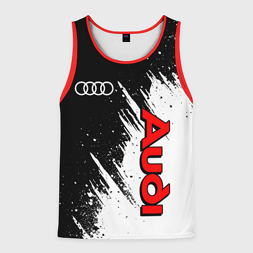 Мужская майка без рукавов Ауди - белые потертости / 3D-Красный – фото 1