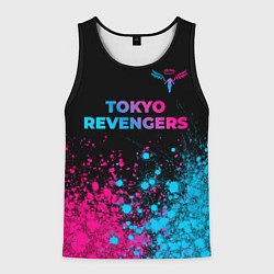 Майка-безрукавка мужская Tokyo Revengers - neon gradient: символ сверху, цвет: 3D-черный