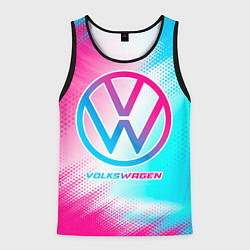 Майка-безрукавка мужская Volkswagen neon gradient style, цвет: 3D-черный