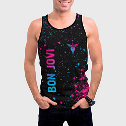 Майка-безрукавка мужская Bon Jovi - neon gradient: надпись, символ, цвет: 3D-черный — фото 2