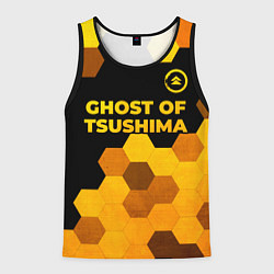 Майка-безрукавка мужская Ghost of Tsushima - gold gradient: символ сверху, цвет: 3D-черный