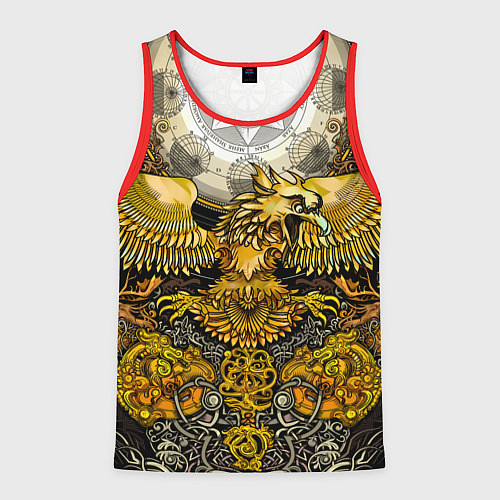 Мужская майка без рукавов Золотой орёл - славянский орнамент / 3D-Красный – фото 1