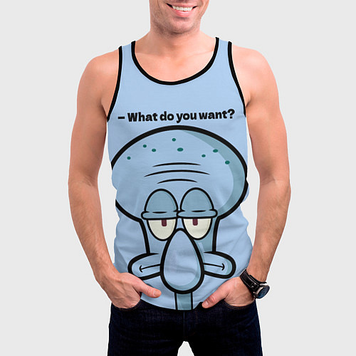 Мужская майка без рукавов Сквидвард / 3D-Черный – фото 3