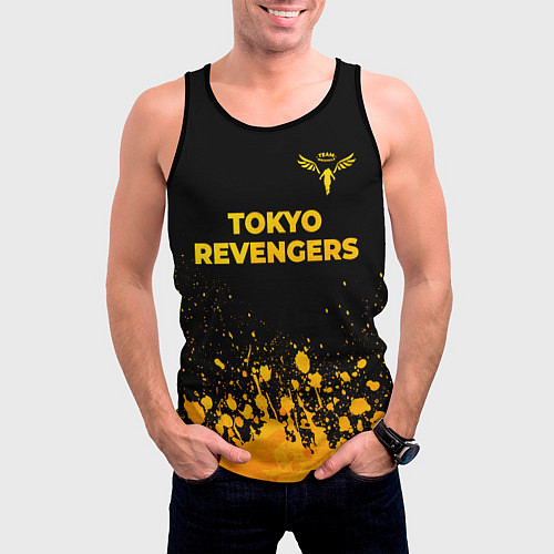 Мужская майка без рукавов Tokyo Revengers - gold gradient: символ сверху / 3D-Черный – фото 3