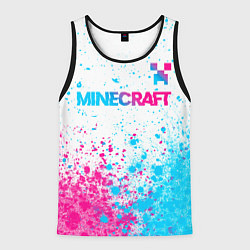 Майка-безрукавка мужская Minecraft neon gradient style: символ сверху, цвет: 3D-черный