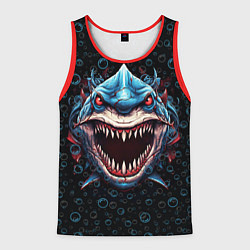 Майка-безрукавка мужская Evil shark, цвет: 3D-красный