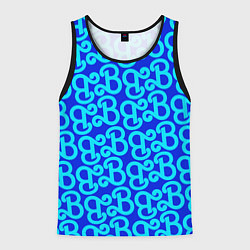 Майка-безрукавка мужская Логотип Барби - синий паттерн, цвет: 3D-черный