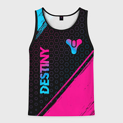 Майка-безрукавка мужская Destiny - neon gradient: надпись, символ, цвет: 3D-черный