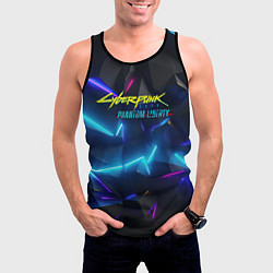 Майка-безрукавка мужская Cyberpunk неоновые плиты, цвет: 3D-черный — фото 2