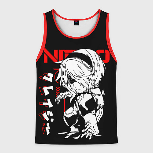 Мужская майка без рукавов Nier automata - черный и красный / 3D-Красный – фото 1
