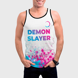 Майка-безрукавка мужская Demon Slayer neon gradient style: символ сверху, цвет: 3D-черный — фото 2