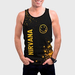 Майка-безрукавка мужская Nirvana - gold gradient: надпись, символ, цвет: 3D-черный — фото 2