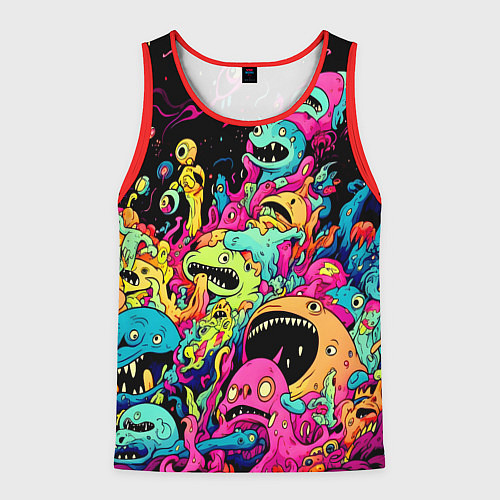 Мужская майка без рукавов Космические зубастые монстры / 3D-Красный – фото 1