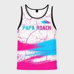 Майка-безрукавка мужская Papa Roach neon gradient style: символ сверху, цвет: 3D-черный