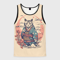 Майка-безрукавка мужская Кот-самурай, цвет: 3D-черный