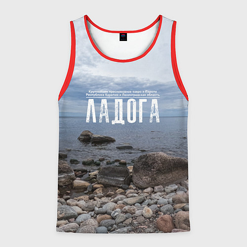 Мужская майка без рукавов Ладожское озеро / 3D-Красный – фото 1