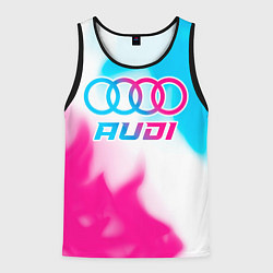 Майка-безрукавка мужская Audi neon gradient style, цвет: 3D-черный