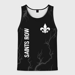 Майка-безрукавка мужская Saints Row glitch на темном фоне: надпись, символ, цвет: 3D-черный