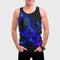 Майка-безрукавка мужская Разлом плит из неона, цвет: 3D-черный — фото 2