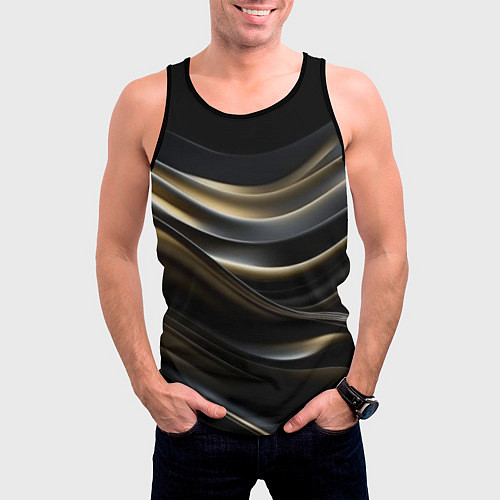 Мужская майка без рукавов Чёрно-золотой градиент / 3D-Черный – фото 3